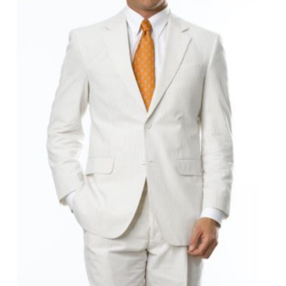 Seersucker Striped Suit w/ Suspenders